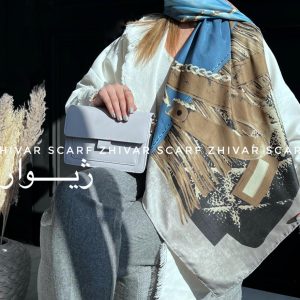 روسری ساتن ابریشم کجراه HERMES 0251