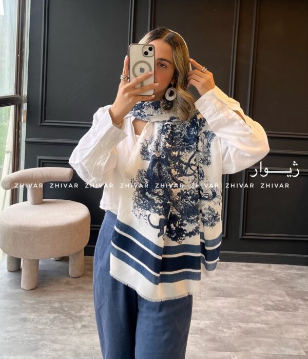 شال نخ پنبه طرح جنگلی 12547