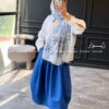 شال آبی نخ پنبه لطیف 12555 - Image 5