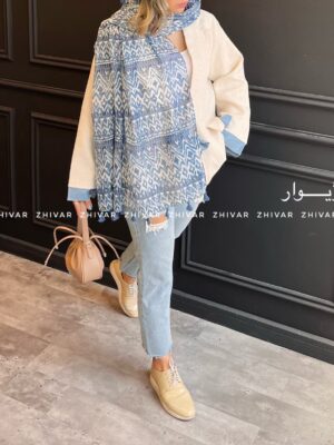 شال آبی نخ پنبه لطیف 12562