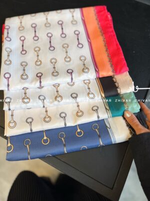 شال نخ ابریشم دور دست دوز 12572