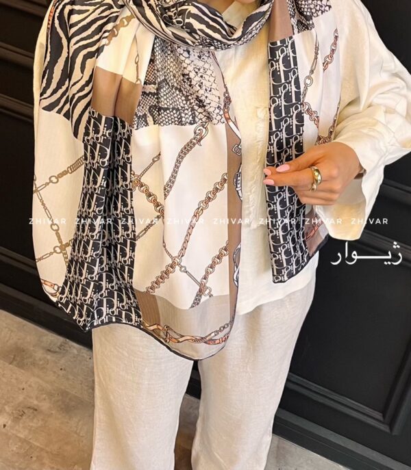 شال نخ ابریشم دور دست دوز 12586  DIOR - Image 5