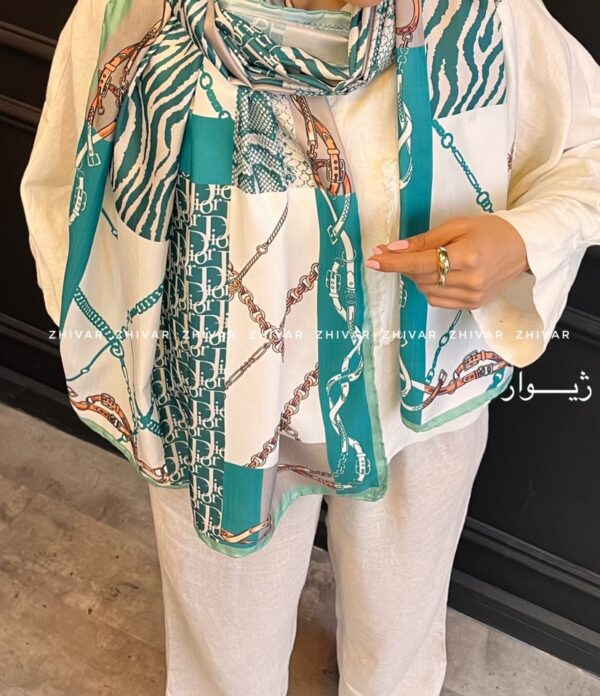 شال نخ ابریشم دور دست دوز 12586  DIOR - Image 6