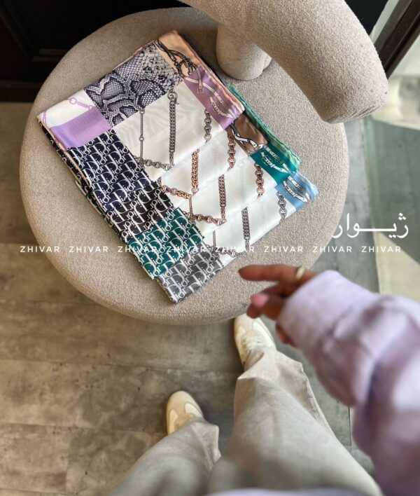 شال نخ ابریشم دور دست دوز 12586  DIOR - Image 3