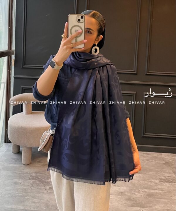 شال سرمه ای ژاکارد دور ریش GUCCI 12569