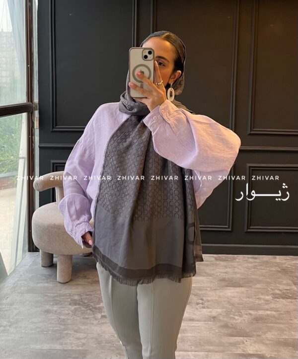 شال طوسی ژاکارد دور ریش FERRAGAMO 12571