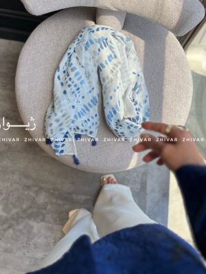 شال آبی نخ پنبه لطیف 12579