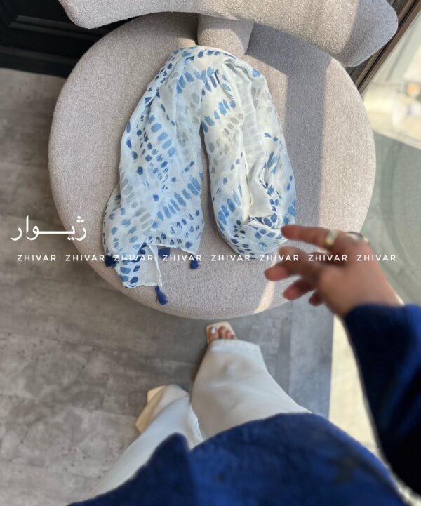 شال آبی نخ پنبه لطیف 12579 - Image 2