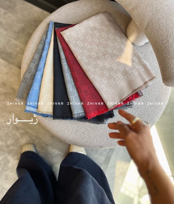 شال نخ ژاکارد دورو لطیف 12578 GUCCI - Image 7