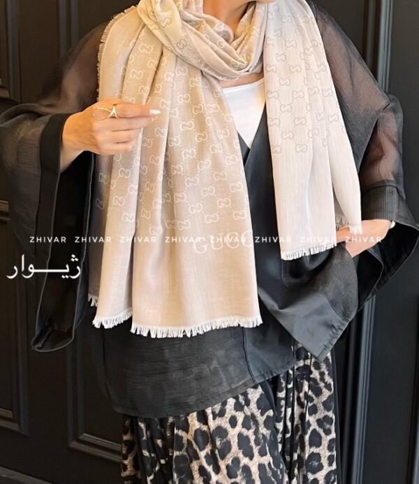 شال نخ ژاکارد دورو لطیف 12578 GUCCI - Image 5