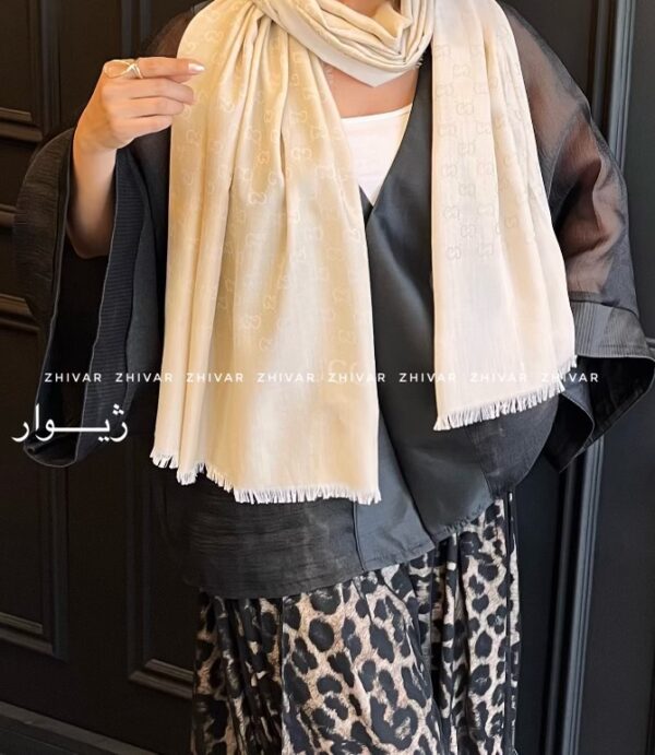 شال نخ ژاکارد دورو لطیف 12578 GUCCI - Image 6
