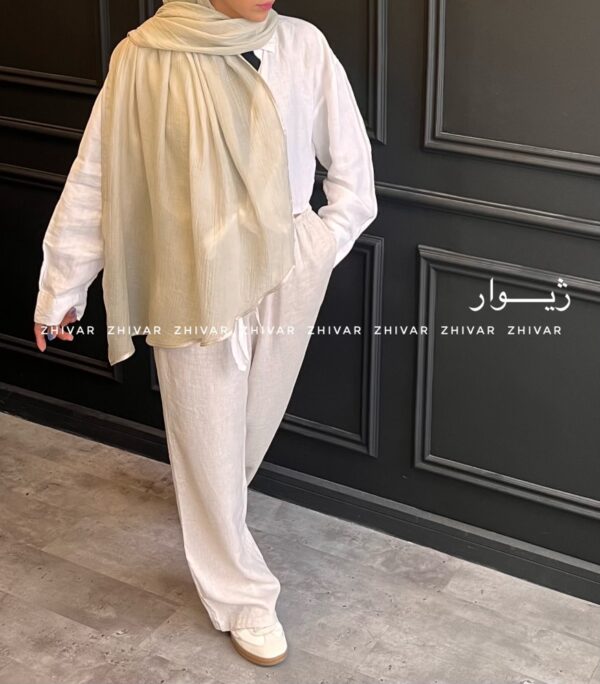 شال نخ لینن لطیف نواردوزی 12585 - Image 5