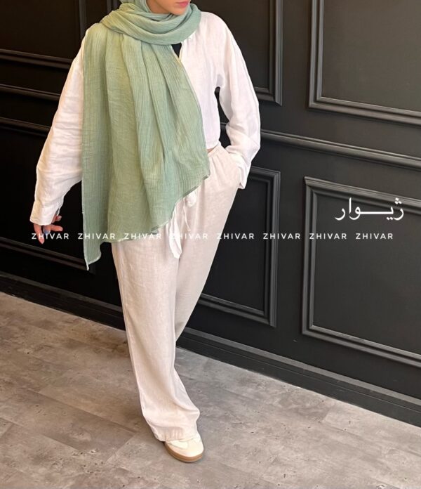 شال نخ لینن لطیف نواردوزی 12585 - Image 6