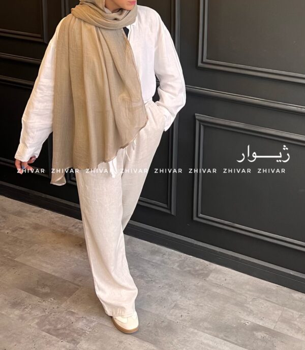 شال نخ لینن لطیف نواردوزی 12585 - Image 7