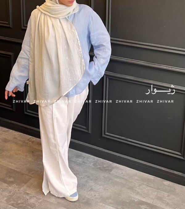 شال نخ لینن لطیف نواردوزی 12585 - Image 2