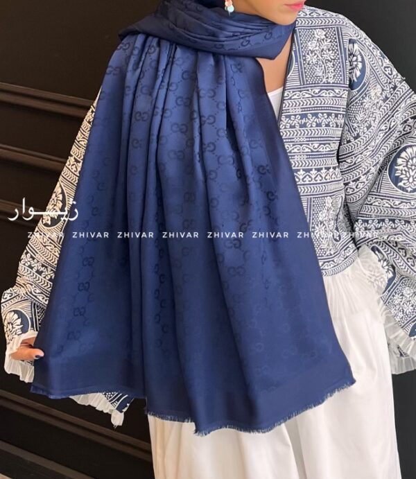 شال سرمه ای  ژاکارد 12581