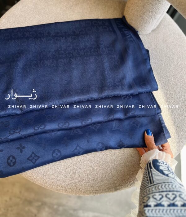 شال سرمه ای  ژاکارد 12581 - Image 4