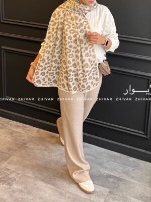 شال پلیسه نخ پنبه پلنگی 12584