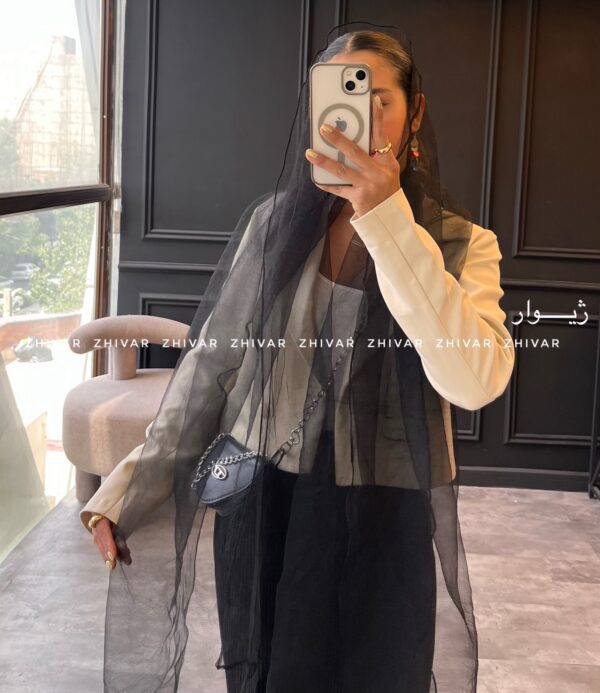 شال مشکی حریر پفکی ساده 12588