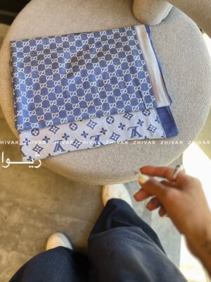 شال آبی ژاکارد 12596