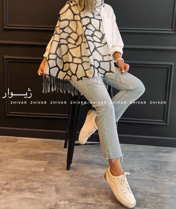 شال طوسی نخ پنبه مستر کوالیتی ریش دار 12594