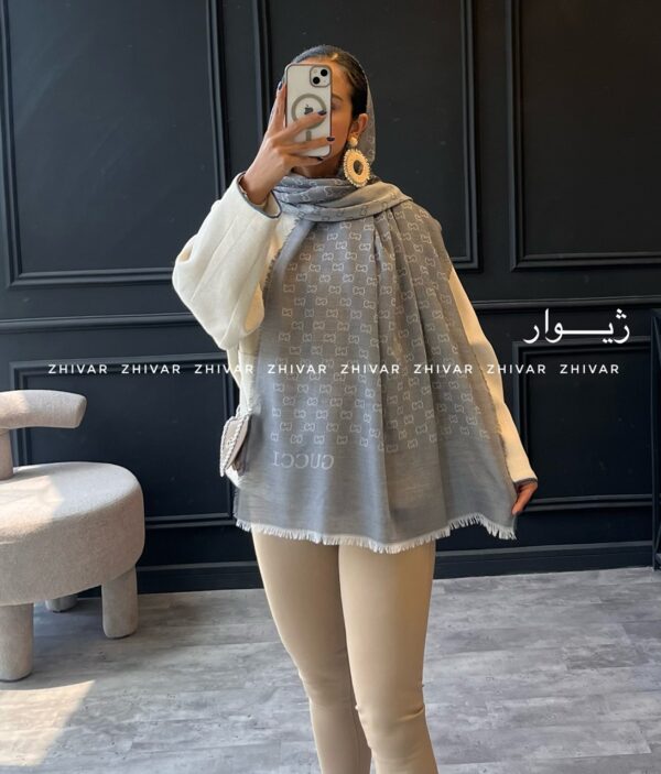 شال نخ ژاکارد دورو لطیف 12597 GUCCI - Image 9