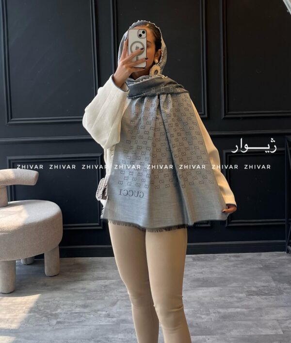 شال نخ ژاکارد دورو لطیف 12597 GUCCI - Image 2