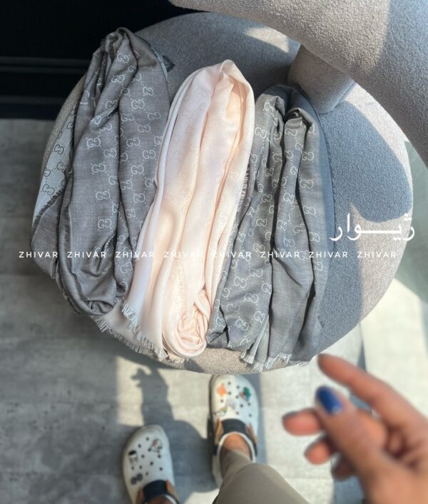 شال نخ ژاکارد دورو لطیف 12597 GUCCI - Image 4