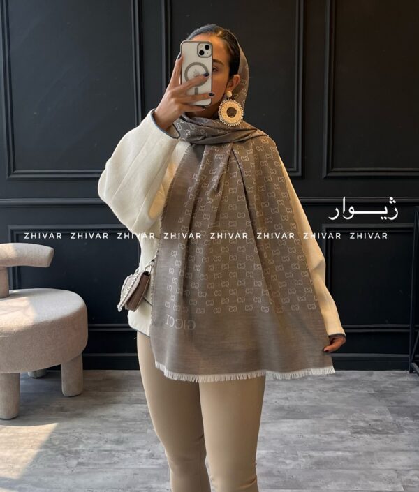 شال نخ ژاکارد دورو لطیف 12597 GUCCI - Image 5