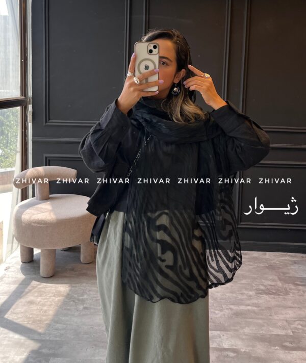 شال مشکی حریر ویسکوز مزونی 12598
