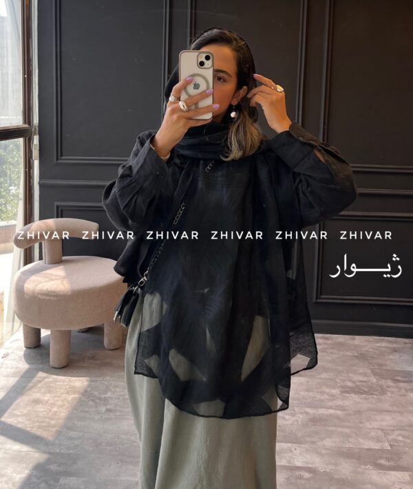 شال مشکی حریر ویسکوز مزونی 12598 - Image 6