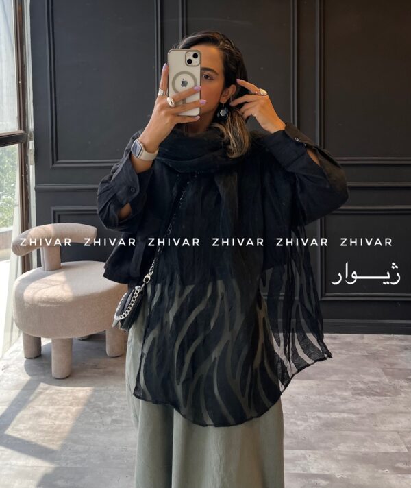 شال مشکی حریر ویسکوز مزونی 12598 - Image 3