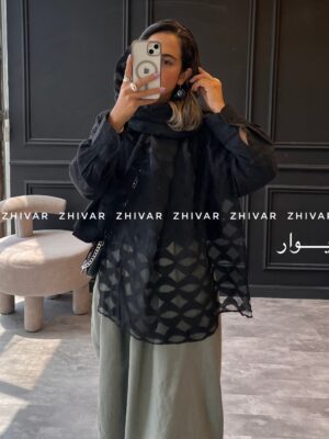 شال مشکی حریر ویسکوز مزونی 12598