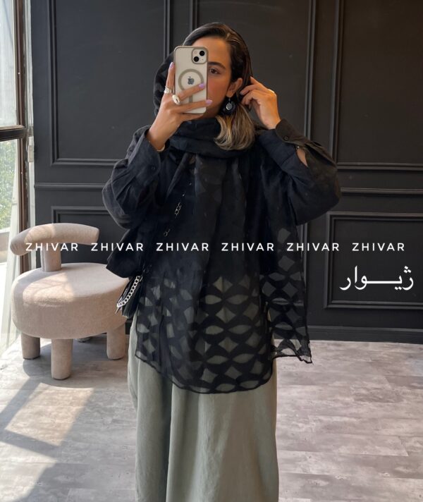 شال مشکی حریر ویسکوز مزونی 12598 - Image 2