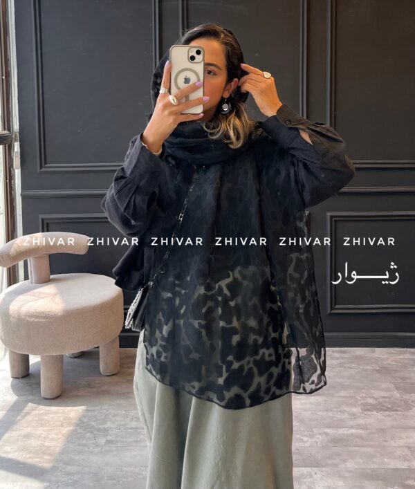 شال مشکی حریر ویسکوز مزونی 12598 - Image 8