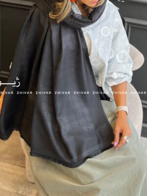 شال مشکی ژاکارد 12552 - TORY BURCH
