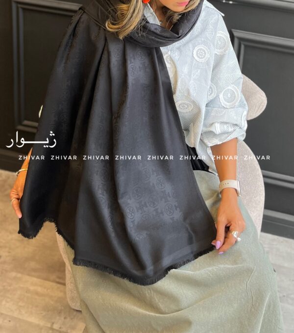 شال مشکی ژاکارد 12552 - Image 9
