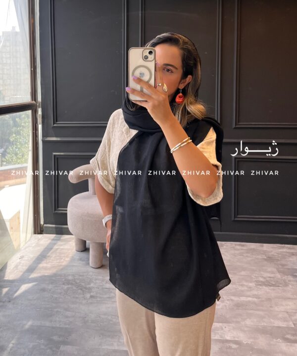 شال مشکی نخ ترک مستر کوالیتی 12601 - Image 2