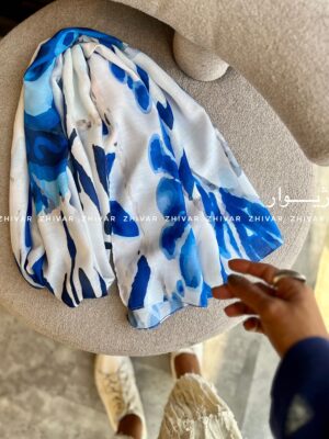 شال آبی نخ پنبه 12605