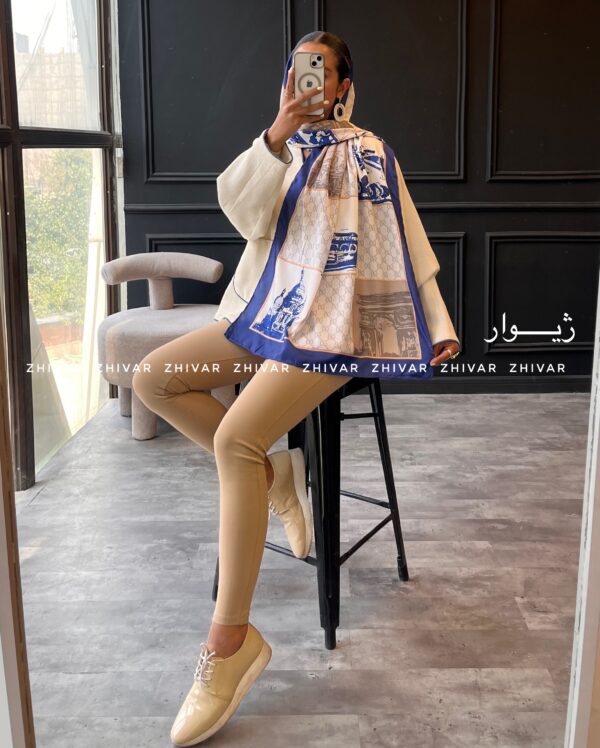 شال نخ ابریشم دور دست دوز 12612