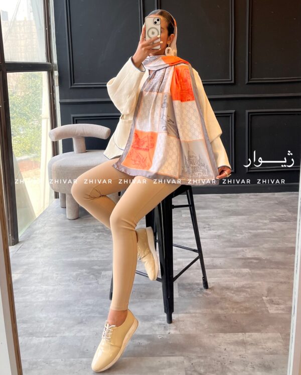 شال نخ ابریشم دور دست دوز 12612 - Image 4