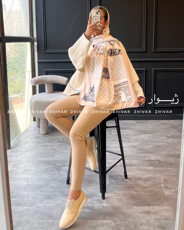 شال نخ ابریشم دور دست دوز 12612 - Image 5