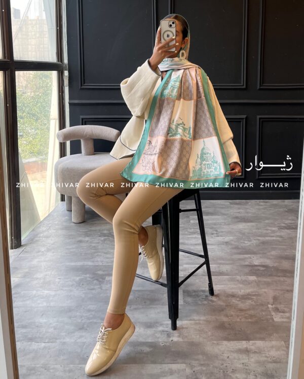 شال نخ ابریشم دور دست دوز 12612 - Image 6