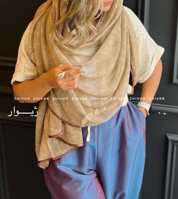 شال نخ ویسکوز نواردوزی  12615 - Image 12