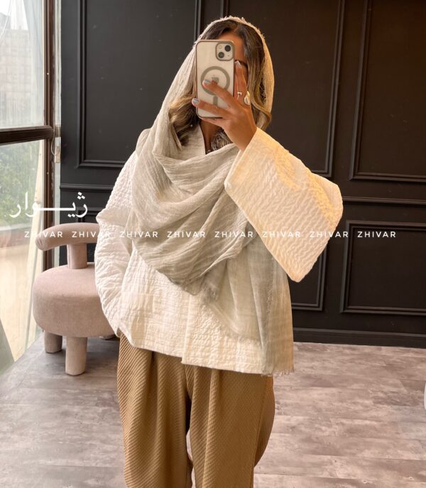 شال نخ لینن سنگشور لطیف 12616 - Image 7